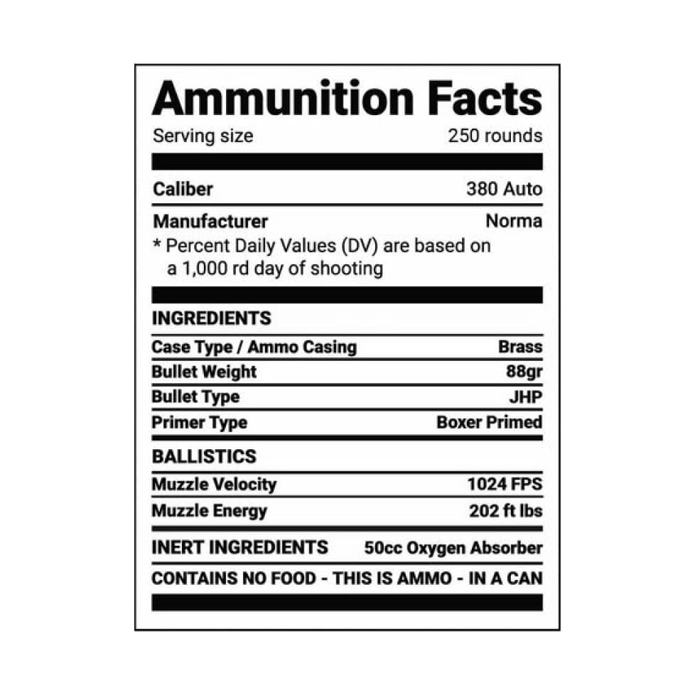 380 Auto 88gr JHP (Chunky Chili) 250 Rounds per can